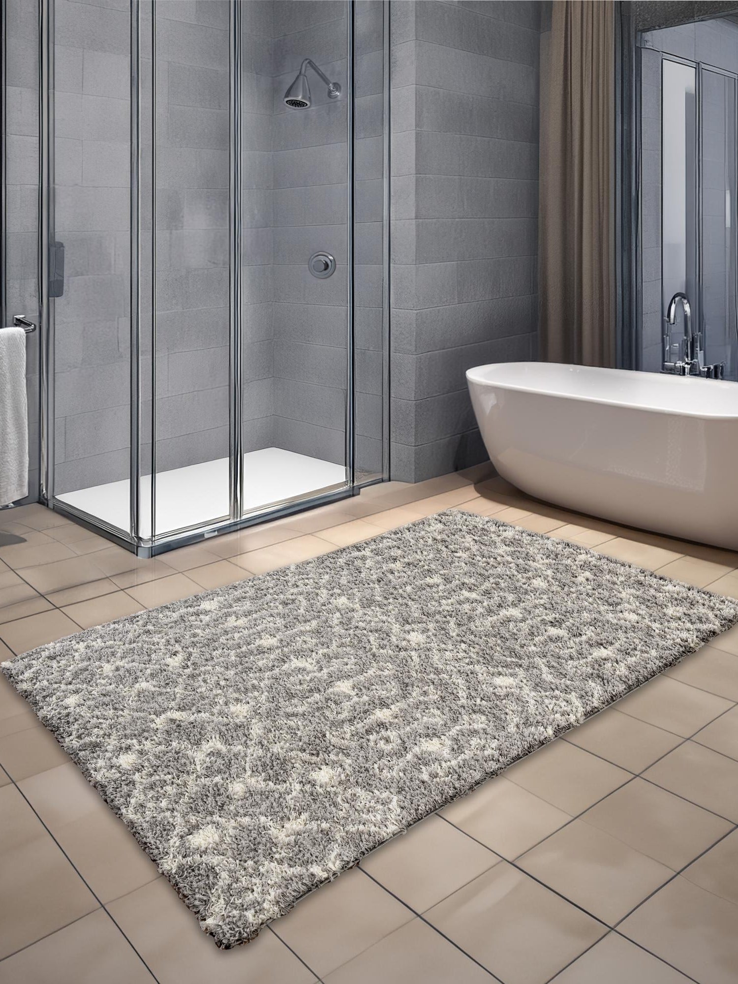 Gray 10' x 13' 1 Moroccan Trellis Shag Rectangle Area Rug Thick Soft Touch Fluffy & Plush Shaggy Pile 100% Polypropylene Geometric Traditional Carpet for Sale at Rug Engine