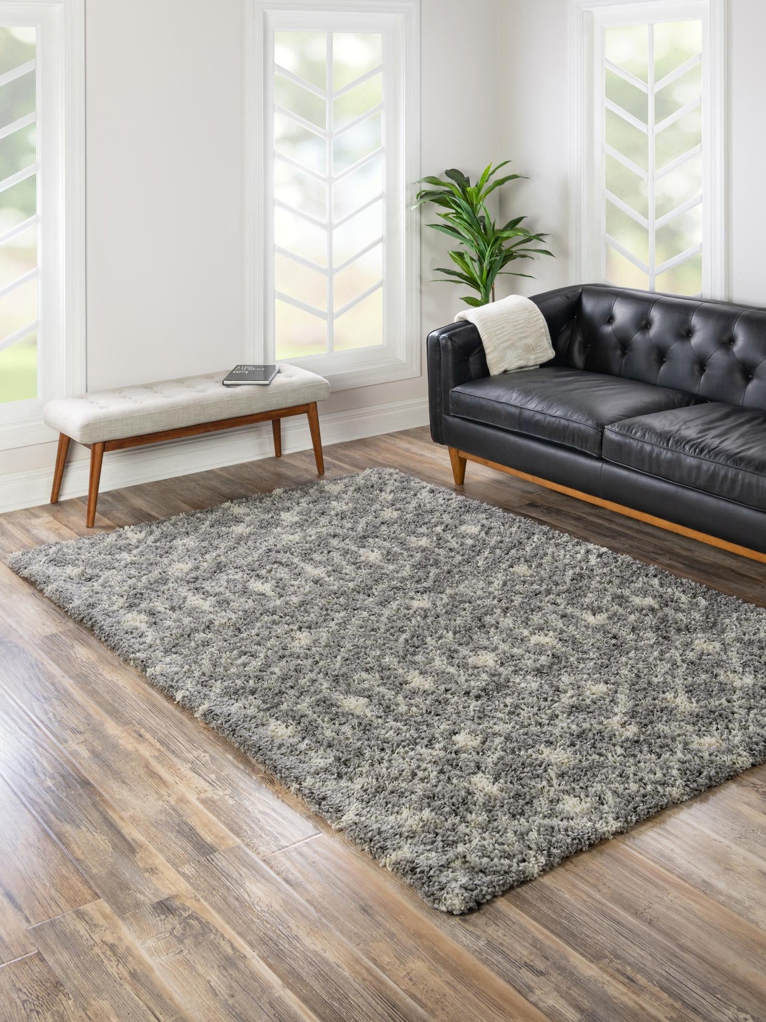 Gray 10' x 13' 1 Moroccan Trellis Shag Rectangle Area Rug Thick Soft Touch Fluffy & Plush Shaggy Pile 100% Polypropylene Geometric Traditional Carpet for Sale at Rug Engine
