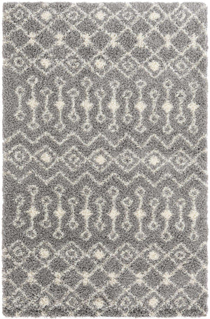 Gray 5' 3 x 8' Moroccan Trellis Shag Rectangle Rug