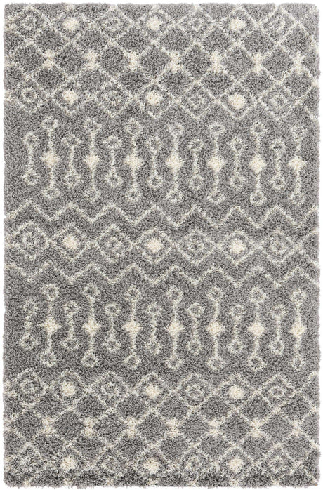 Gray 5' 3 x 8' Moroccan Trellis Shag Rectangle Rug