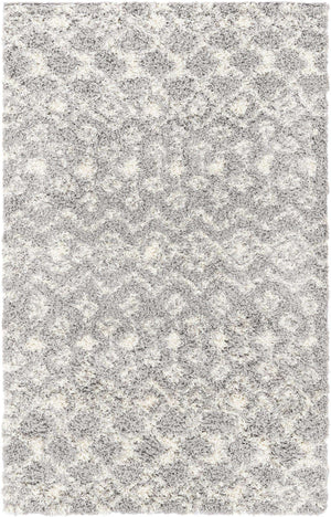 Gray 4' 1 x 6' 1 Moroccan Trellis Shag Rectangle Area Rug Thick Soft Touch Fluffy & Plush Shaggy Pile