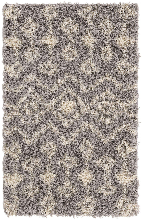 Gray 2' x 3' Moroccan Trellis Shag Rectangle Rug