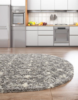 Gray 5' 3 x 8' Moroccan Trellis Shag Oval Area Rug Thick Soft Touch Fluffy & Plush Shaggy Pile