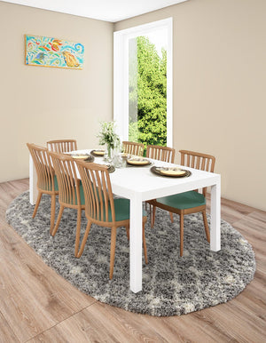 Gray 5' 3 x 8' Moroccan Trellis Shag Oval Area Rug Thick Soft Touch Fluffy & Plush Shaggy Pile