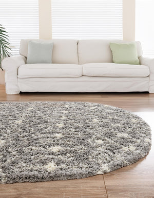 Gray 7' 10 x 10' Moroccan Trellis Shag Oval Area Rug Thick Soft Touch Fluffy & Plush Shaggy Pile
