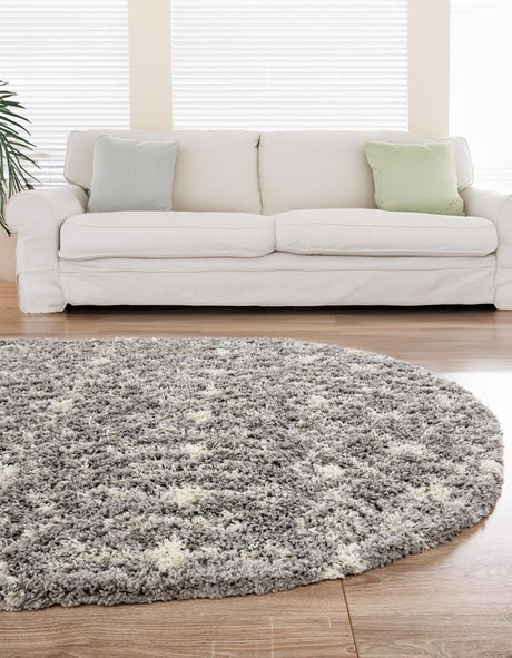 Gray 5' 3 x 8' Moroccan Trellis Shag Oval Area Rug Thick Soft Touch Fluffy & Plush Shaggy Pile 100% Polypropylene Geometric Traditional Carpet for Sale at Rug Engine