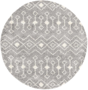 Gray 8' x 8' Moroccan Trellis Shag Round Rug
