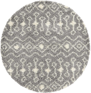 Gray 6' x 6' Moroccan Trellis Shag Round Rug