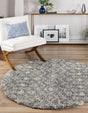 Gray 10' x 10' Moroccan Trellis Shag Round Rug