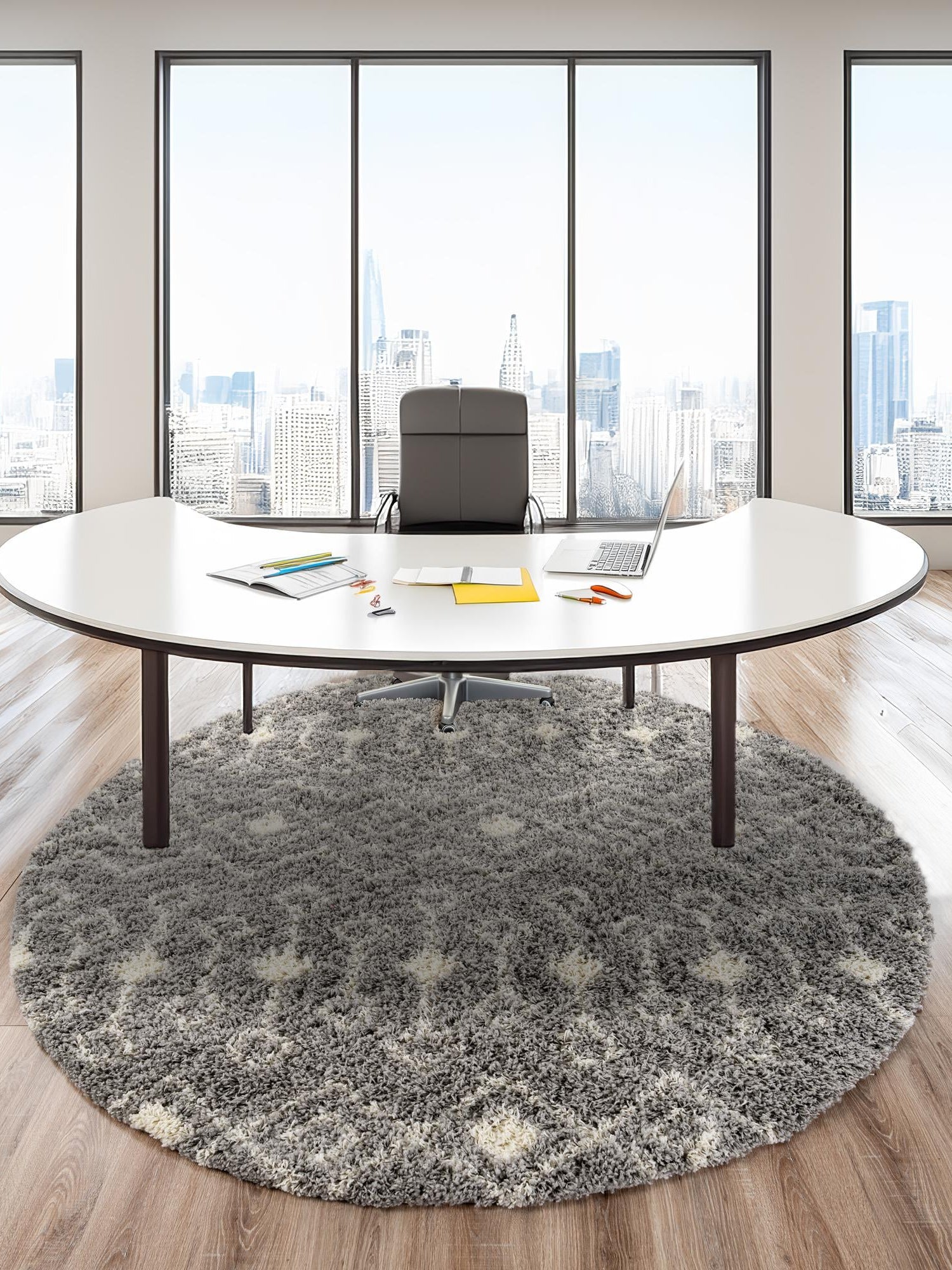 Gray 10' x 10' Moroccan Trellis Shag Round Area Rug Thick Soft Touch Fluffy & Plush Shaggy Pile 100% Polypropylene Geometric Traditional Carpet for Sale at Rug Engine