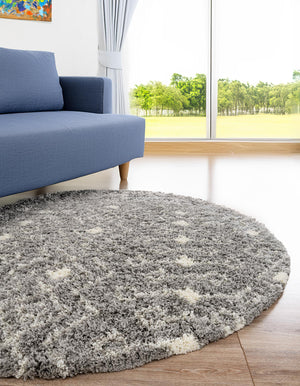 Gray 10' x 10' Moroccan Trellis Shag Round Rug