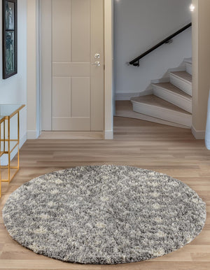 Gray 10' x 10' Moroccan Trellis Shag Round Rug
