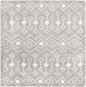 Gray 7' 10 x 7' 10 Moroccan Trellis Shag Square Area Rug Thick Soft Touch Fluffy & Plush Shaggy Pile