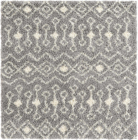 Gray 6' x 6' Moroccan Trellis Shag Square Rug