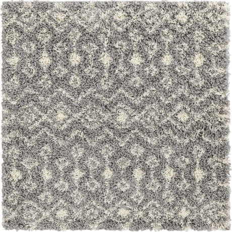 Gray 4' x 4' Moroccan Trellis Shag Square Rug