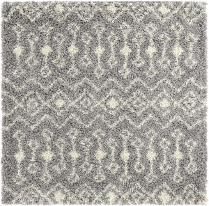Gray 5' 3 x 5' 3 Moroccan Trellis Shag Square Rug