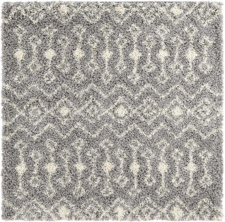 Gray 5' 3 x 5' 3 Moroccan Trellis Shag Square Rug