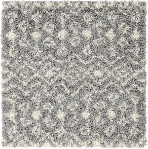 Gray 3' 3 x 3' 3 Moroccan Trellis Shag Square Rug