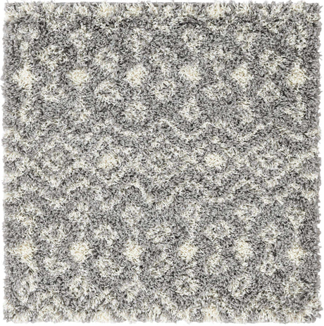 Gray 3' 3 x 3' 3 Moroccan Trellis Shag Square Rug