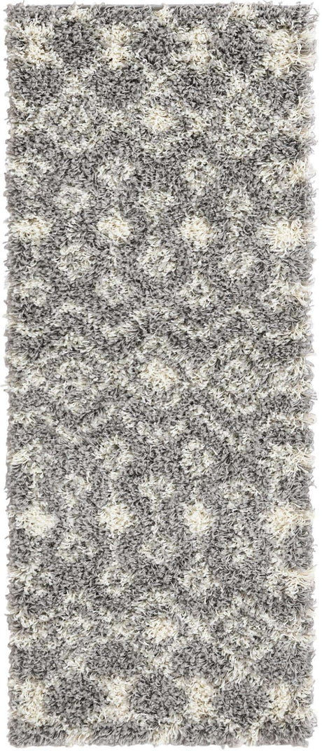 Gray 2' x 5' Moroccan Trellis Shag Runner Rug