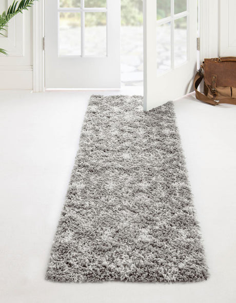 Gray 3' x 10' Moroccan Trellis Shag Runner Rug