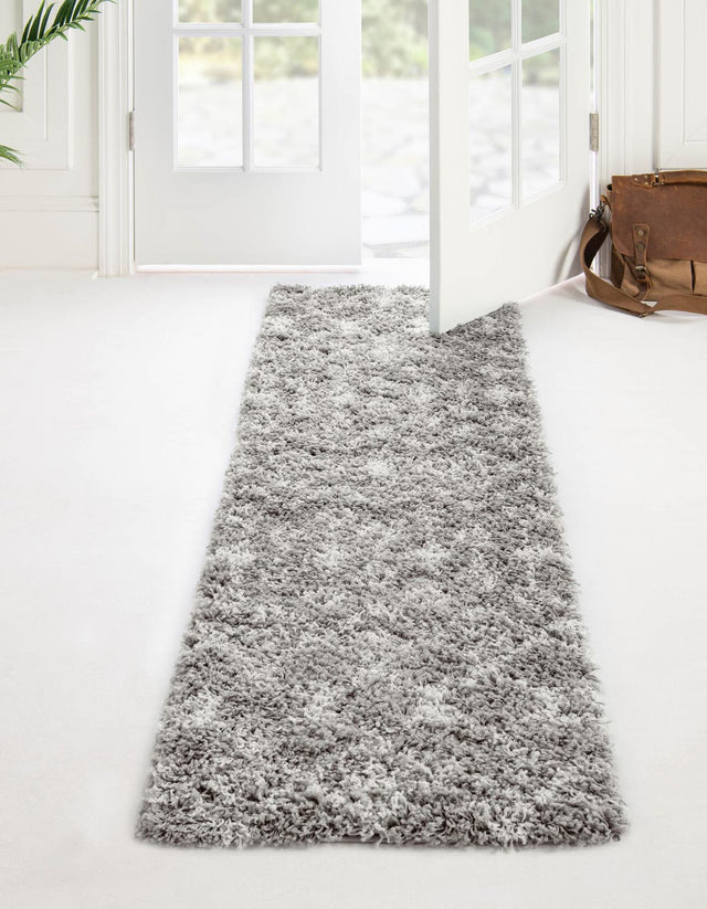 Gray 2' x 8' Moroccan Trellis Shag Runner Rug