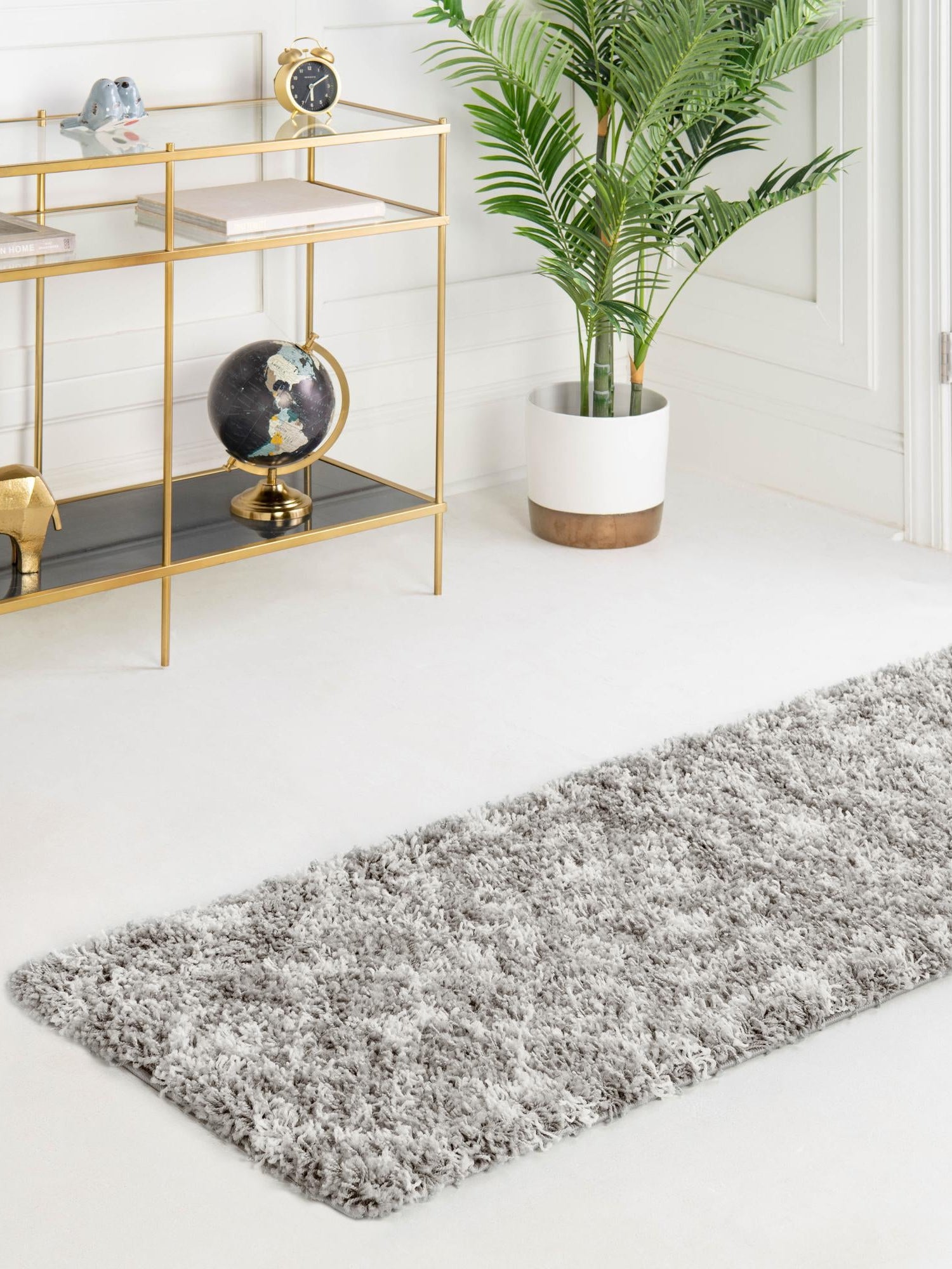 Gray 2' 7 x 10' Moroccan Trellis Shag Runner Area Rug Thick Soft Touch Fluffy & Plush Shaggy Pile 100% Polypropylene Geometric Traditional Carpet for Sale at Rug Engine