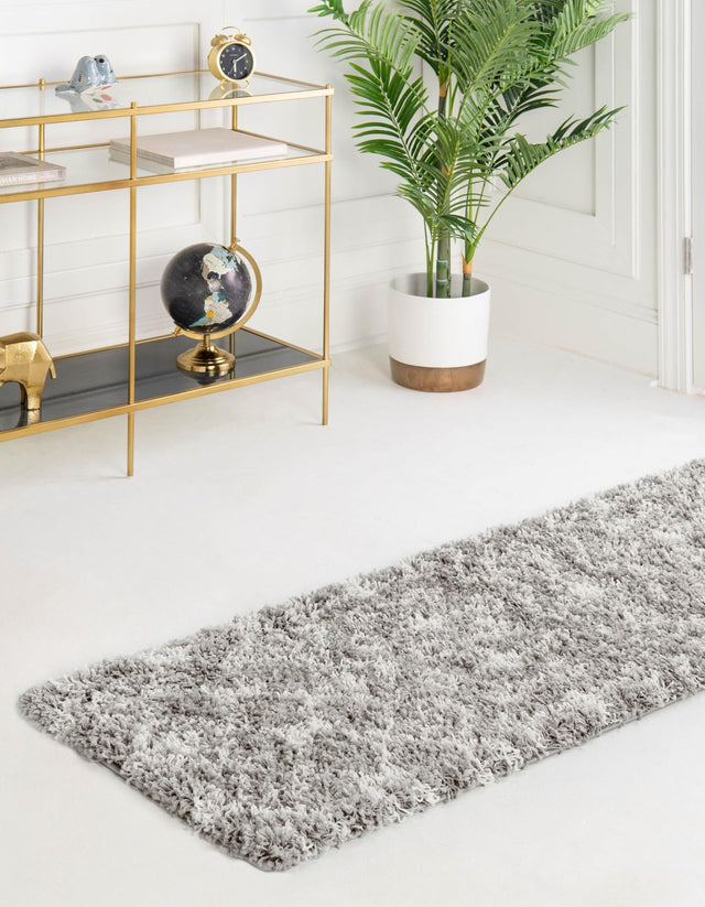 Gray 3' x 10' Moroccan Trellis Shag Runner Rug