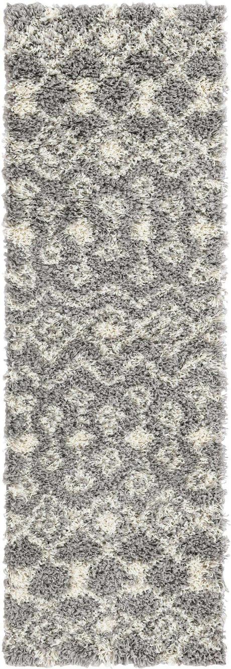 Gray 2' x 6' Moroccan Trellis Shag Runner Rug