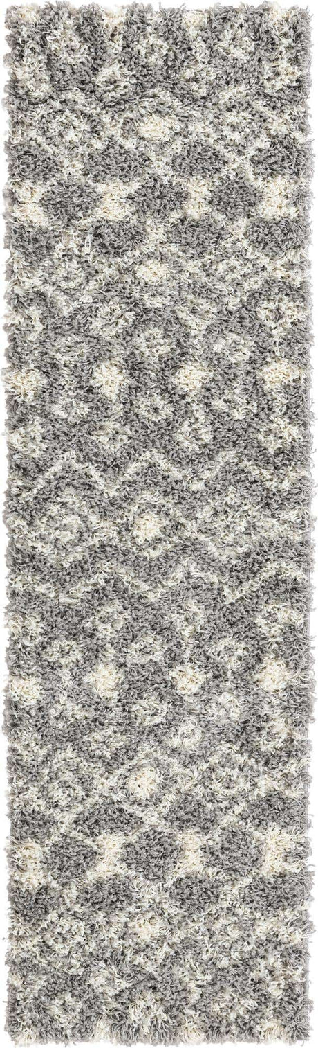 Gray 2' x 7' Moroccan Trellis Shag Runner Rug