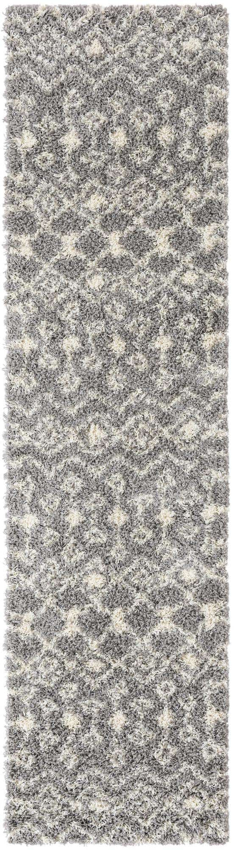 Gray 3' x 10' Moroccan Trellis Shag Runner Rug