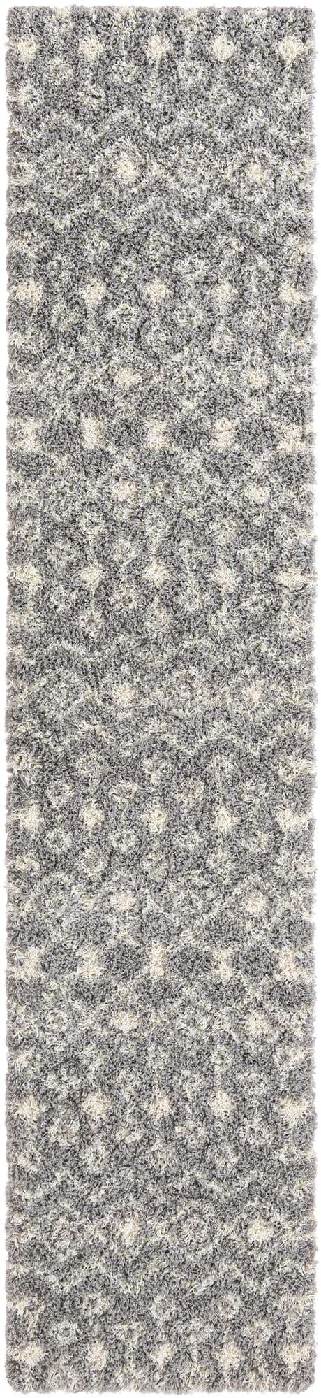Gray 3' x 12' Moroccan Trellis Shag Runner Rug