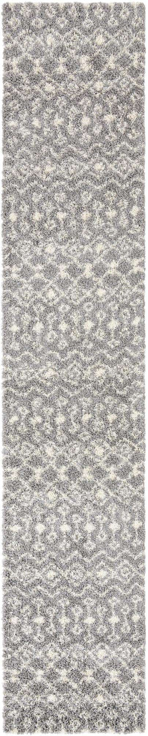 Gray 3' 3 x 16' 5 Moroccan Trellis Shag Runner Area Rug Thick Soft Touch Fluffy & Plush Shaggy Pile
