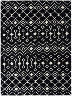 Black and White 10' 8 x 14' Moroccan Trellis Shag Rectangle Area Rug Thick Soft Touch Fluffy & Plush Shaggy Pile