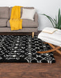 Black and White 8' x 10' Moroccan Trellis Shag Rectangle Rug
