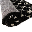 Black and White 5' 3 x 8' Moroccan Trellis Shag Rectangle Area Rug Thick Soft Touch Fluffy & Plush Shaggy Pile