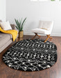Black and White 4' x 6' Moroccan Trellis Shag Oval Rug