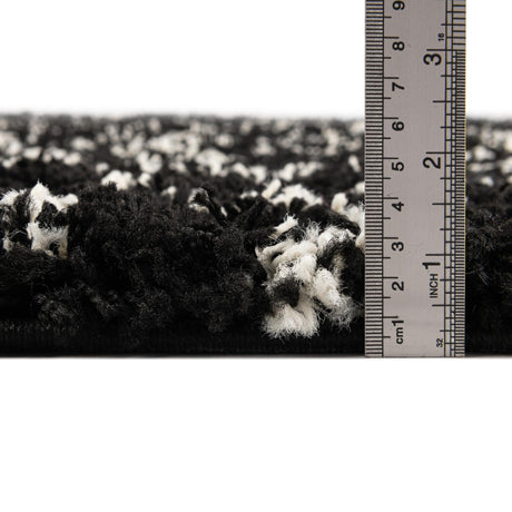 Black and White 3' 1 x 3' 1 Moroccan Trellis Shag Round Area Rug Thick Soft Touch Fluffy & Plush Shaggy Pile 100% Polypropylene Geometric Traditional Carpet for Sale at Rug Engine