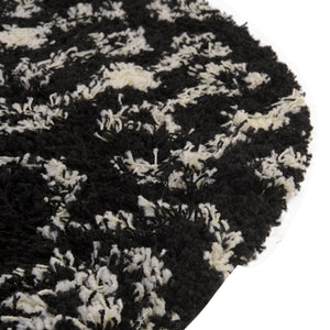 Black and White 3' 3 x 3' 3 Moroccan Trellis Shag Round Rug