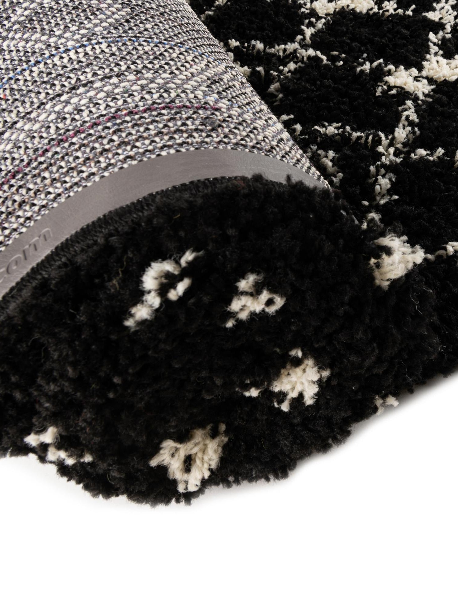 Black and White 3' 1 x 3' 1 Moroccan Trellis Shag Round Area Rug Thick Soft Touch Fluffy & Plush Shaggy Pile 100% Polypropylene Geometric Traditional Carpet for Sale at Rug Engine