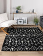 Black and White 8' x 8' Moroccan Trellis Shag Square Rug