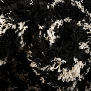 Black and White 8' x 8' Moroccan Trellis Shag Square Rug