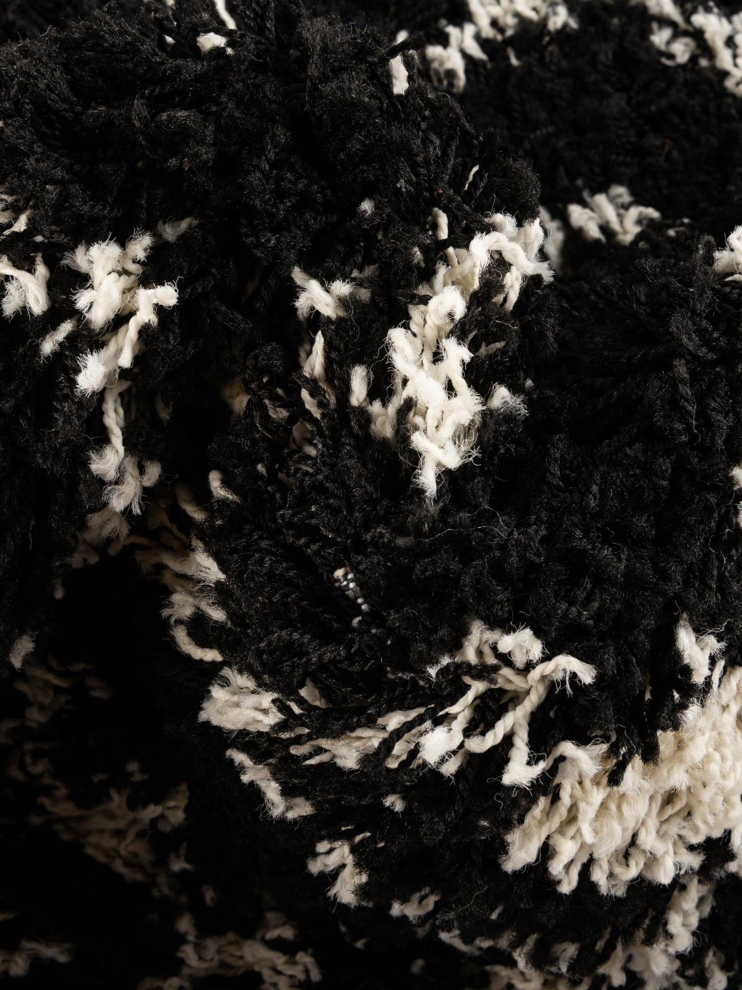 Black and White 5' 3 x 5' 3 Moroccan Trellis Shag Square Area Rug Thick Soft Touch Fluffy & Plush Shaggy Pile 100% Polypropylene Geometric Traditional Carpet for Sale at Rug Engine