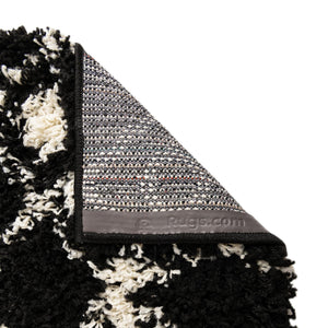 Black and White 8' x 8' Moroccan Trellis Shag Square Rug