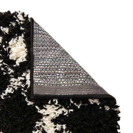 Black and White 3' 1 x 3' 1 Moroccan Trellis Shag Square Area Rug Thick Soft Touch Fluffy & Plush Shaggy Pile 100% Polypropylene Geometric Traditional Carpet for Sale at Rug Engine