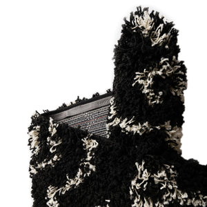 Black and White 8' x 8' Moroccan Trellis Shag Square Rug