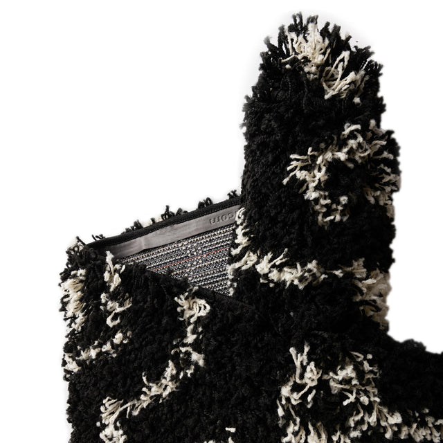 Black and White 8' x 8' Moroccan Trellis Shag Square Rug