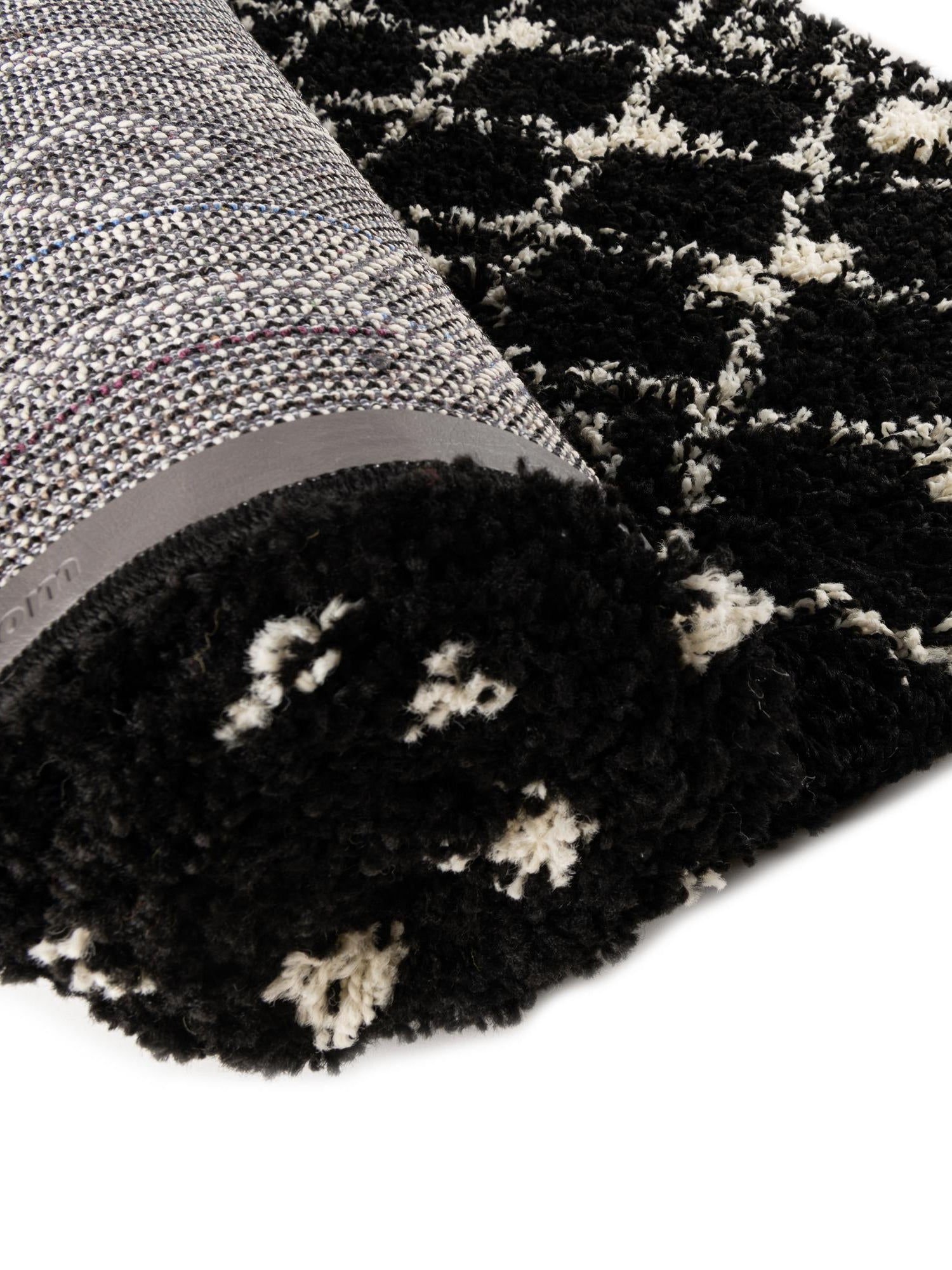 Black and White 2' x 5' 1 Moroccan Trellis Shag Runner Area Rug Thick Soft Touch Fluffy & Plush Shaggy Pile 100% Polypropylene Geometric Traditional Carpet for Sale at Rug Engine