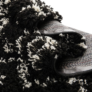 Black and White 3' 3 x 16' 5 Moroccan Trellis Shag Runner Area Rug Thick Soft Touch Fluffy & Plush Shaggy Pile