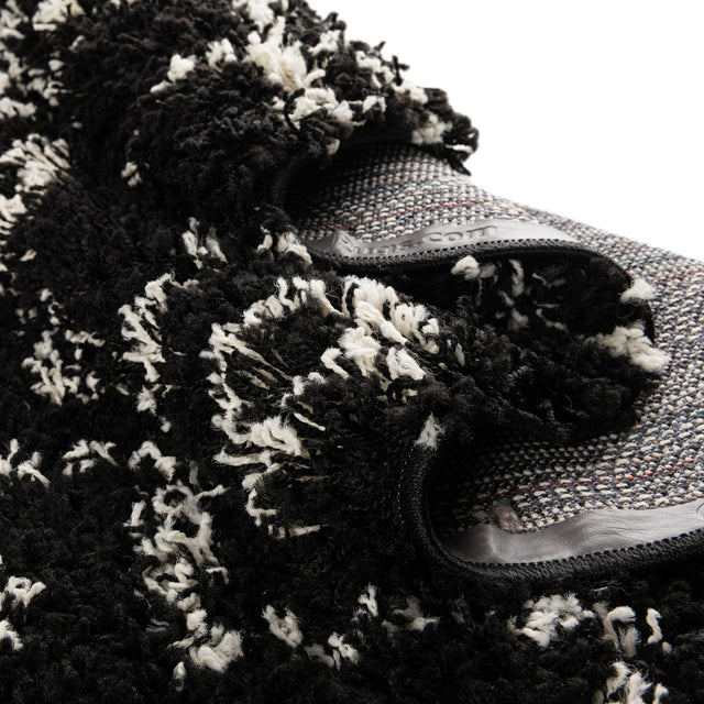 Black and White 3' 3 x 16' 5 Moroccan Trellis Shag Runner Area Rug Thick Soft Touch Fluffy & Plush Shaggy Pile